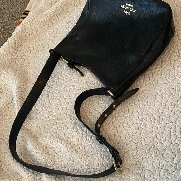 Coach Black Pebbled Leather Shoulder Bag - Picture 3 of 10